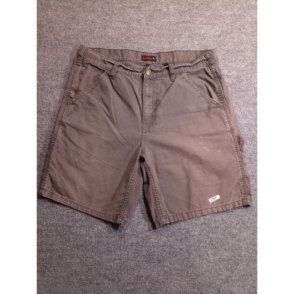 Wolverine Mens 34 Work Shorts Utility Carpenter Canvas Brown Gray Cotton